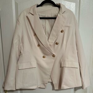 Women’s Tan Double-Breasted Blazer – Size 2XL